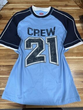 Canyon River Blues Light Blue Raglan Tee with Navy Sleeves - Crew 21 Graphic
